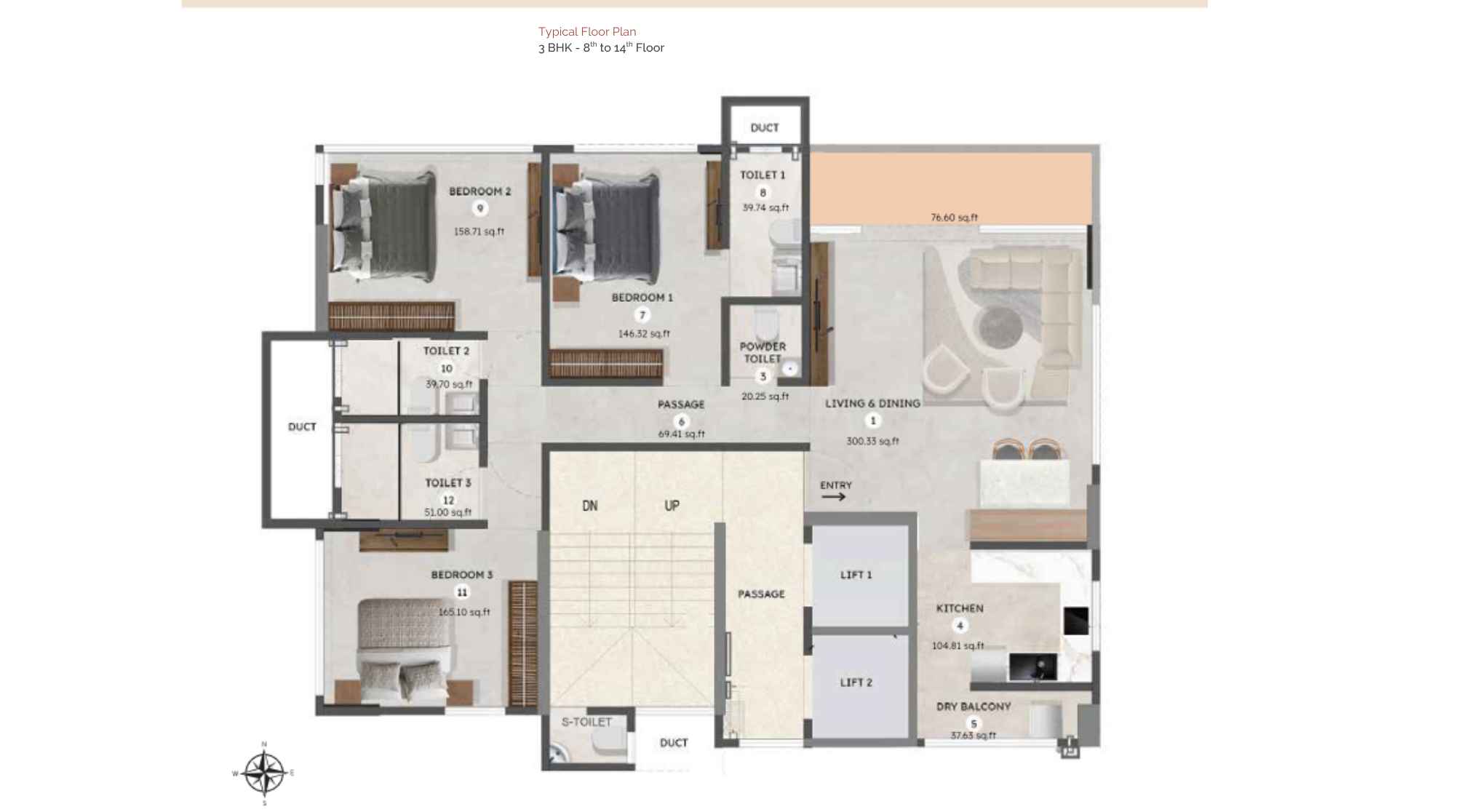 Armaan-3-BHK-Typical-floorplan-1275 -sq. ft